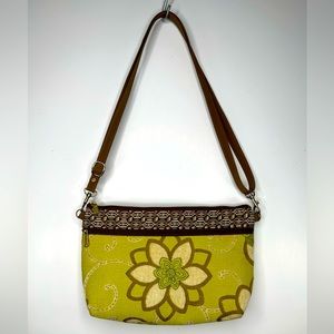 Danny K Crossbody Tapestry‎ Purse Nylon Adjustable Strap Gold Tone Hardware Boho